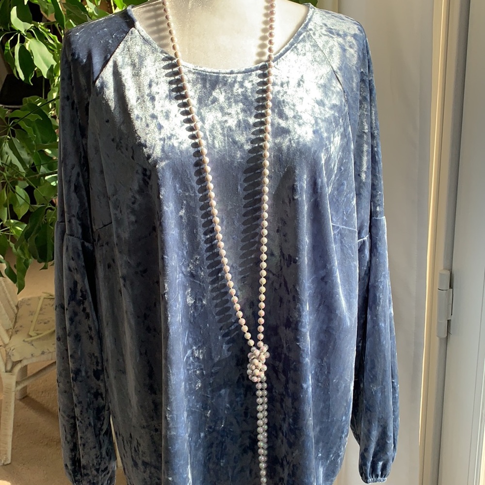 LC Lauren Conrad Cornflower Blue Crushed Velvet Top Sz XXL